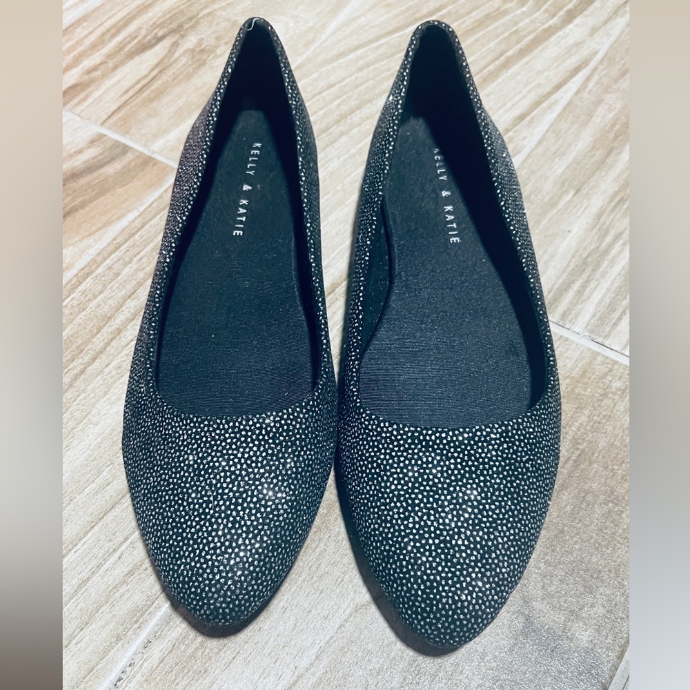 Kelly & Katie NEW Black Sparkle Pointed Toe Flats